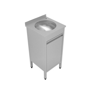 Рукомойник напольный Gastrolux Premium, с распашной дверцей, отверстие под смеситель в правом углу d=22мм, сифон в комплекте, нерж.сталь, 400х400х850