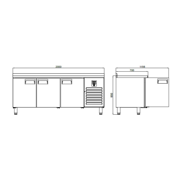 Стол холодильный YUKON CTS 515 CR, объем 515 л, 3 сплошные двери