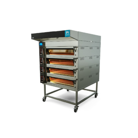 Печь подовая на колесных опорах и вытяжным зонтом MEMAK NOVA128-4-P-D