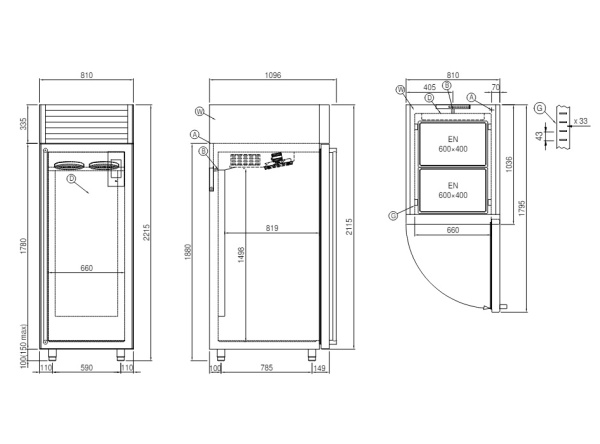 Шкаф расстоечный с охлаждением Coldline Vision AF60/1M, 20 уровней 600x800, встроенный агрегат с воздушным охлаждением