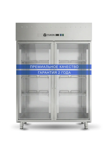 Шкаф морозильный YUKON GN1410BTG, объем 1476 л, 2 стеклянные двери
