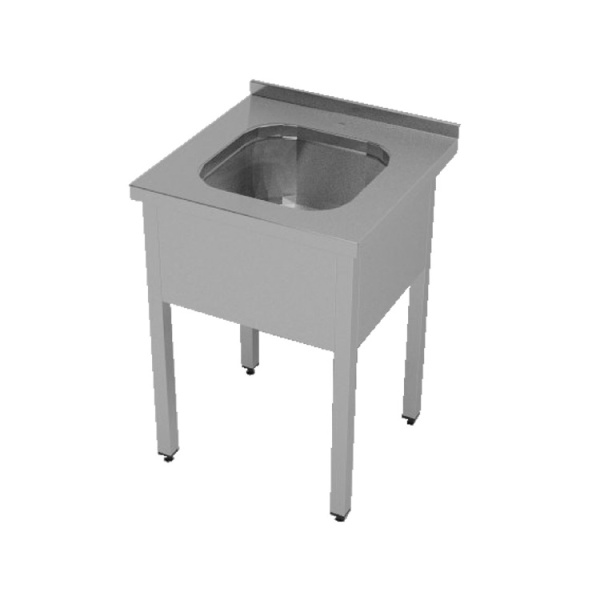 Ванна моечная Gastrolux серии R, 1-гнездовая (400х500х300), широкий фартук с 3-х сторон, разборный каркас, отверстие под смеситель по центру гнезда, 600х700х850