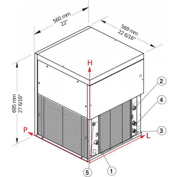 Льдогенератор модульный (колотый лед) BREMA TM 450W, водяное охлаждение (380 В)