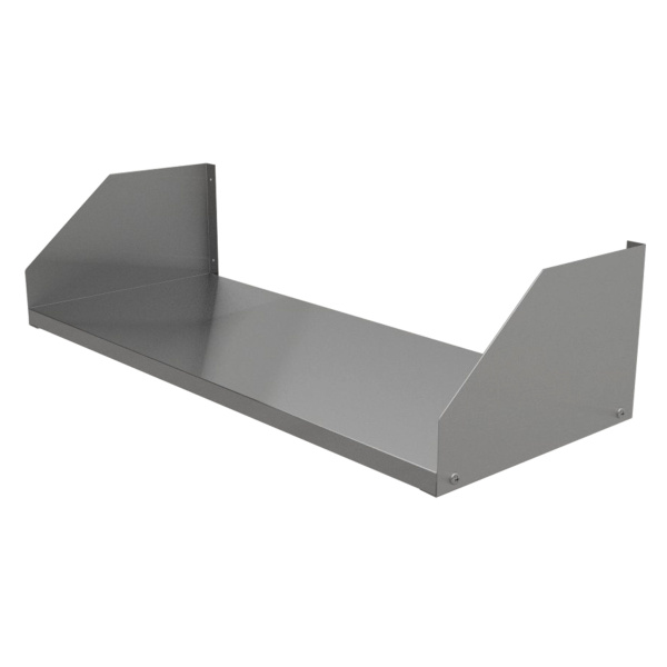 Полка настенная сплошная 1-ярусная, на косынках, разборная, нерж. сталь AISI 430, 1200х300х180
