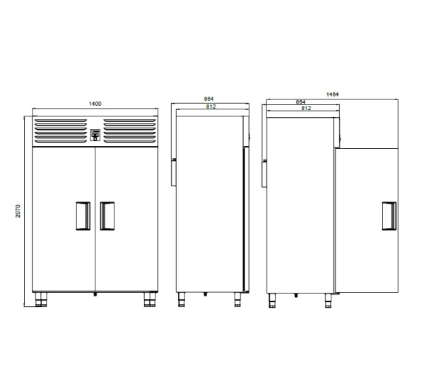 Шкаф холодильный YUKON VTS 1340 CR, объем 1340 л, 2 сплошные двери