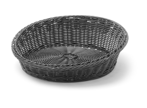 Корзинка для хлеба с закругленными углами HENDI 426593, наклонная, ø370x(H)120 мм, черная