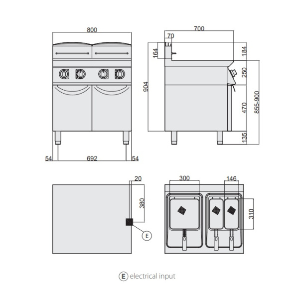 Фритюрница Giorik Unika 700 FE7217, электрическая, напольная, 17+17 л