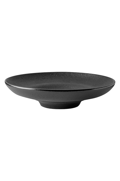Тарелка для пасты черная фарфоровая "Ink Circles", 220х220х50 мм, BUFETT, 640121