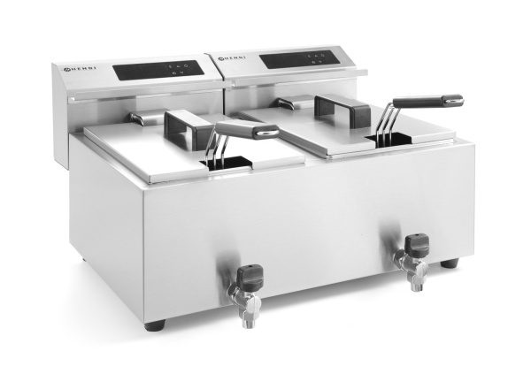 Фритюрница с цифровой панелью и сливным краном HENDI Profi Line 207376, 8+8 л
