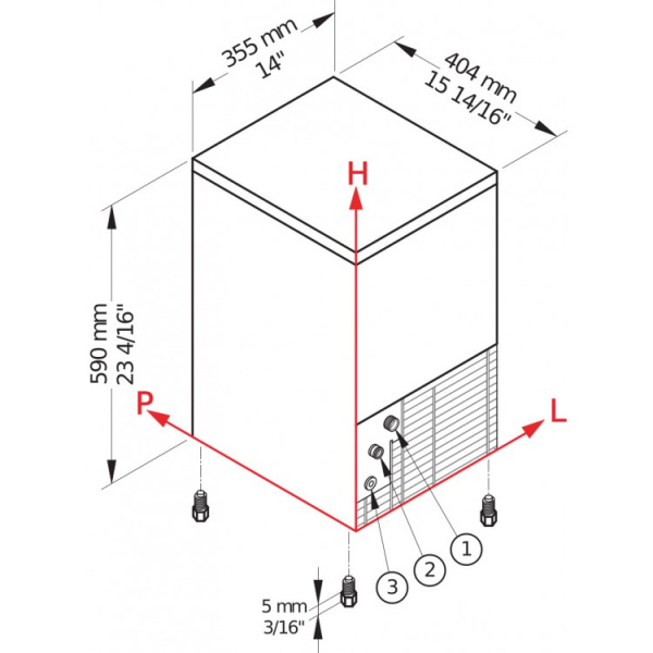 Льдогенератор (кубиковый лед, D-13 г) BREMA CB 184W INOX, водяное охлаждение