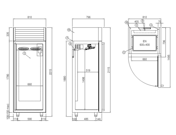 Шкаф расстоечный с охлаждением Coldline Vision AF30/1T, 20 уровней 600x400, встроенный агрегат с воздушным охлаждением