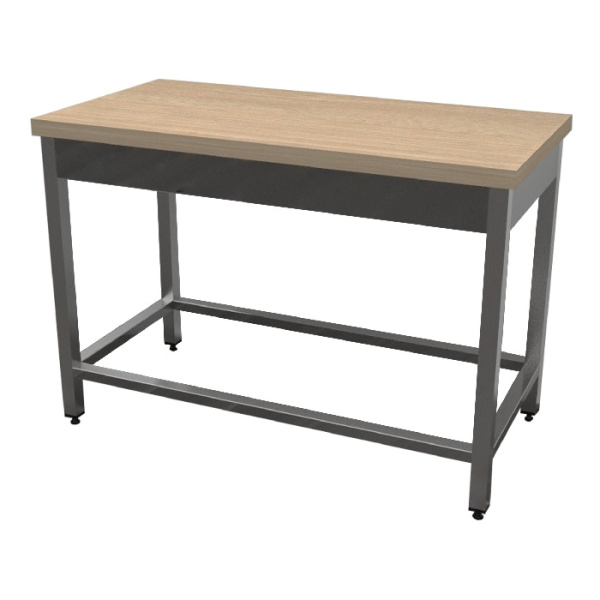 Стол кондитерский Special, столешница - наборный бук, без борта, обвязка с 4-х сторон, каркас сварной - нерж. профиль 40х40, нерж. сталь, 1500х600х850