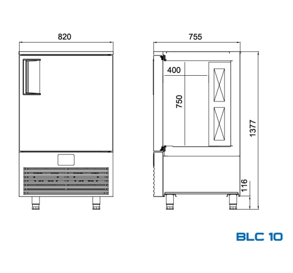 Шкаф шоковой заморозки и охлаждения YUKON BLC 10, 1 сплошная дверь, 10хGN1/1, 600x400
