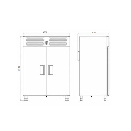 Шкаф холодильный для кондитерских изделий YUKON VTS 1460 CR, объем 1460 л, 2 сплошные двери, 44 уровня 600х800