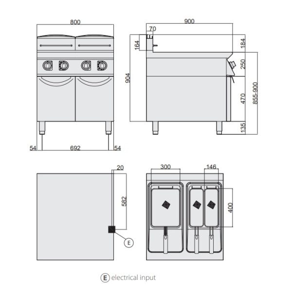 Фритюрница Giorik Unika 900 FE9221, электрическая, напольная, 21+21 л