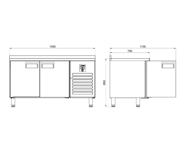 Стол холодильный YUKON CTS 330 CR, объем 330 л, 2 сплошные двери