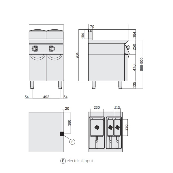 Фритюрница Giorik Unika 700 FE7215, электрическая, напольная, 15+15 л