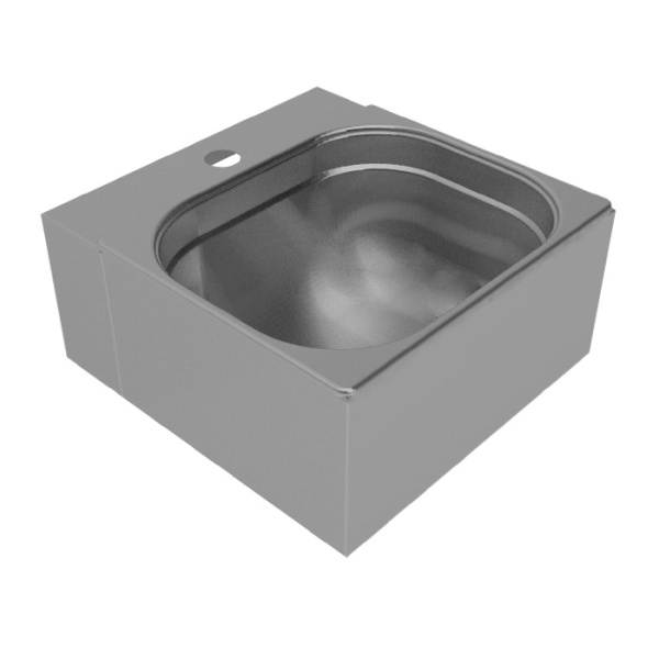 Рукомойник настенный, разборный, накладная ц/т ванна (325х265х150), отверстие под смеситель, в комплекте сифон, нерж. сталь, 325х335х150