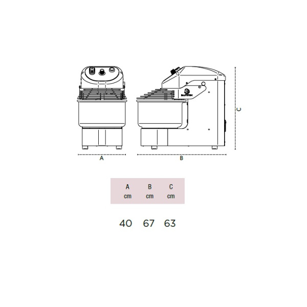 Тестомес Sunmix с фиксированной дежой EASY20_B_Lights